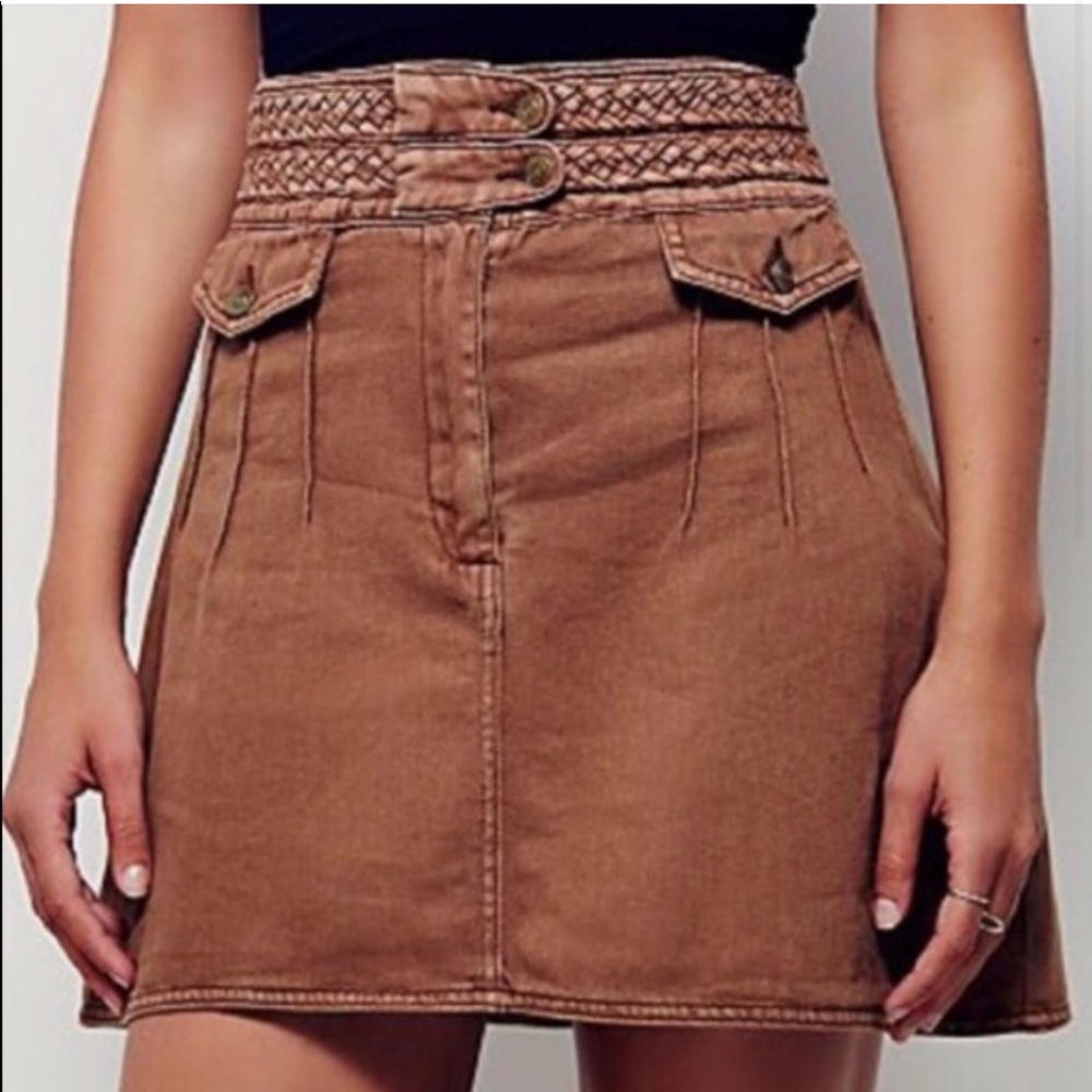Free People Braided Brown Skirt